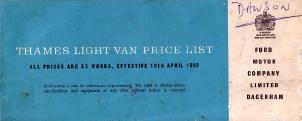Van Price List