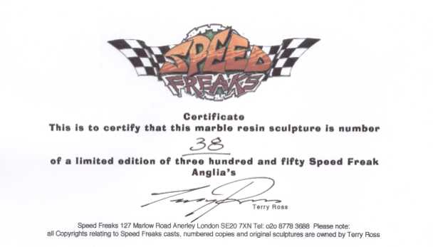 Speed Freaks Certificate